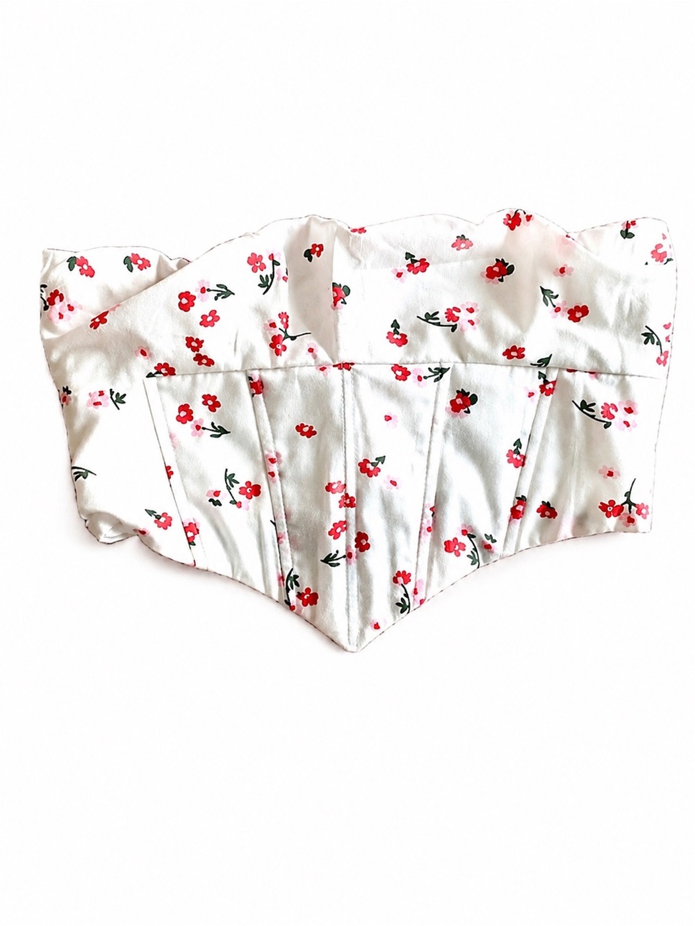 🎀 PRINCESS POLLY White Floral Corset Bustier Top Red Ditsy Print Coquette Sz 4 - Picture 2 of 6